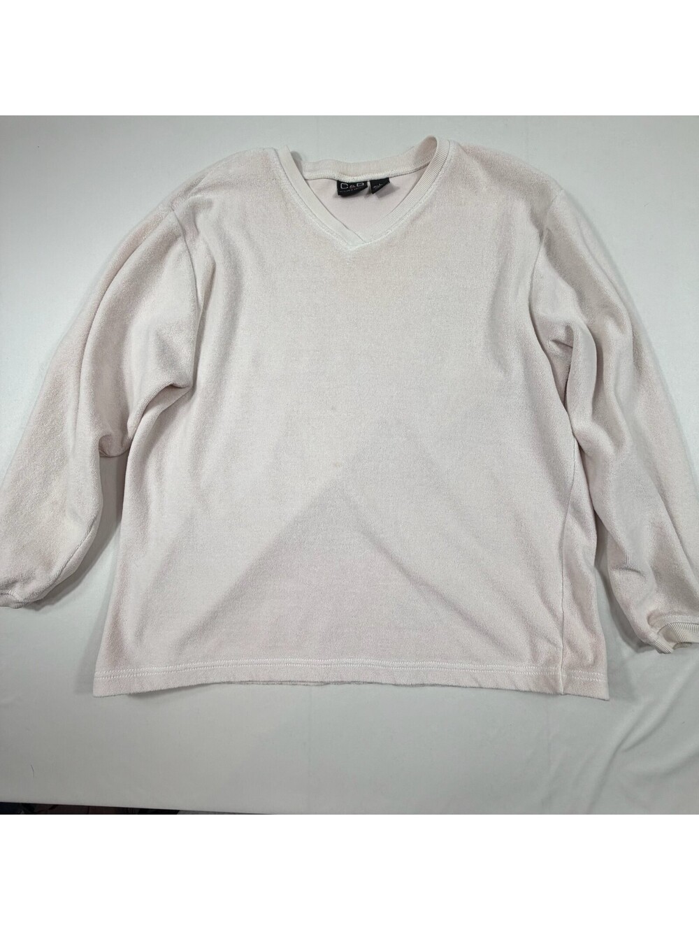 C&B Women's Light Pink V-Neck Pullover Sweater Size L